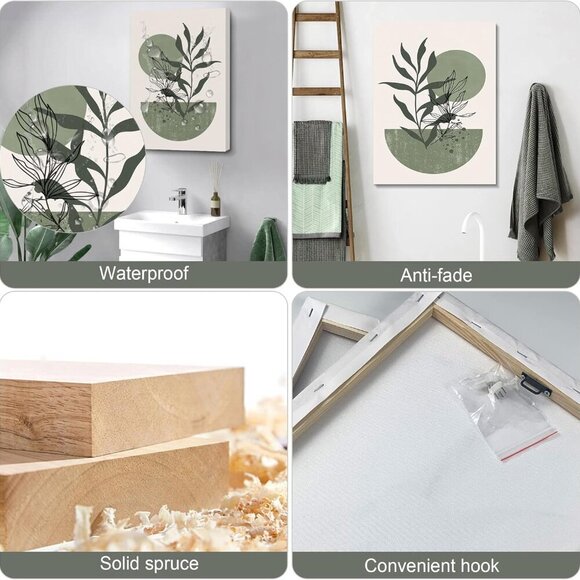 Sage Green Wall Posters & Prints, Green Boho Wall Art Set of 3, Minimalist Frame - Picture 7 of 7